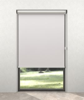 Essential blackout electric roller blind off white